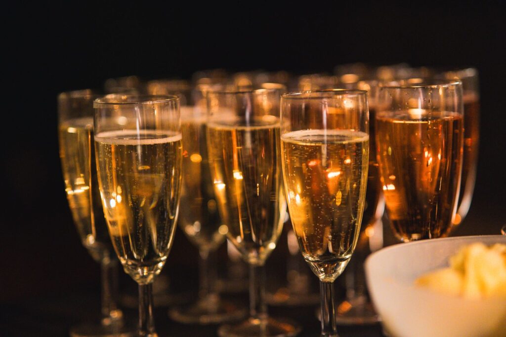 Glasses of Champagne with sparkling bubbles